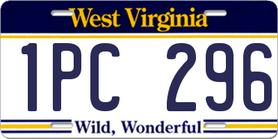 WV license plate 1PC296