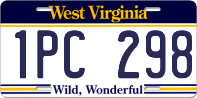 WV license plate 1PC298