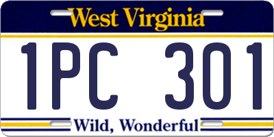WV license plate 1PC301