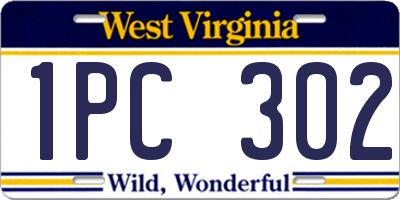 WV license plate 1PC302