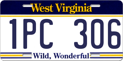 WV license plate 1PC306