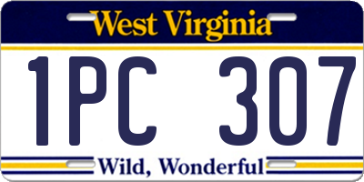 WV license plate 1PC307