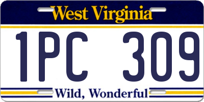 WV license plate 1PC309