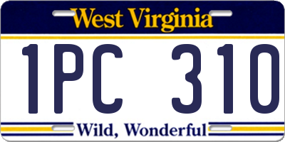 WV license plate 1PC310