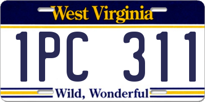 WV license plate 1PC311
