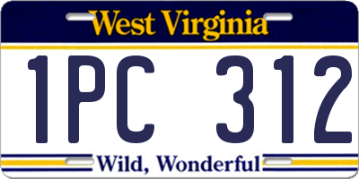 WV license plate 1PC312