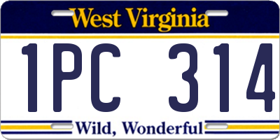 WV license plate 1PC314