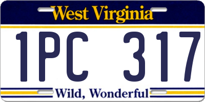 WV license plate 1PC317