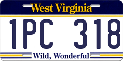 WV license plate 1PC318