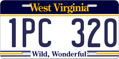 WV license plate 1PC320
