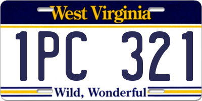 WV license plate 1PC321