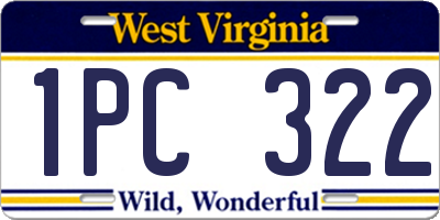 WV license plate 1PC322