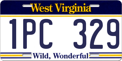 WV license plate 1PC329