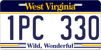 WV license plate 1PC330