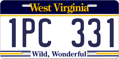 WV license plate 1PC331