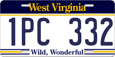WV license plate 1PC332