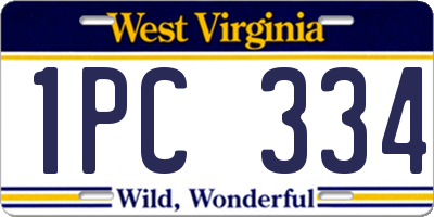 WV license plate 1PC334