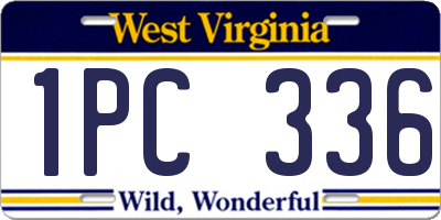 WV license plate 1PC336