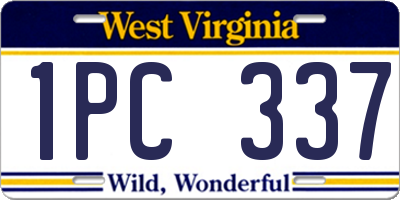 WV license plate 1PC337