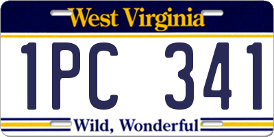WV license plate 1PC341