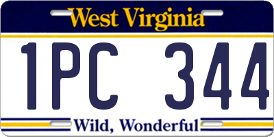 WV license plate 1PC344