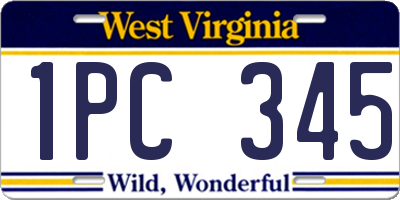 WV license plate 1PC345