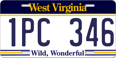 WV license plate 1PC346