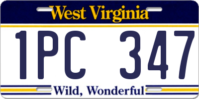 WV license plate 1PC347