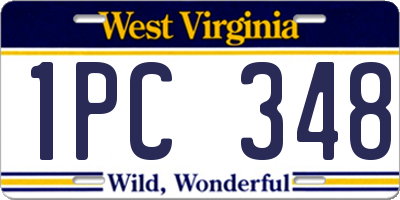WV license plate 1PC348