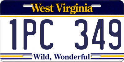 WV license plate 1PC349