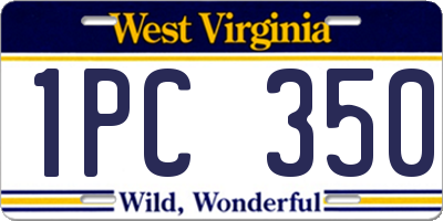 WV license plate 1PC350