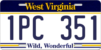 WV license plate 1PC351