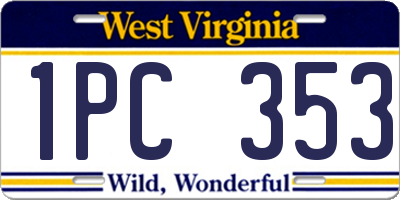 WV license plate 1PC353
