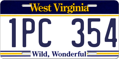 WV license plate 1PC354