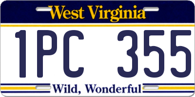 WV license plate 1PC355