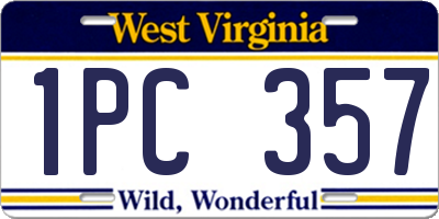 WV license plate 1PC357