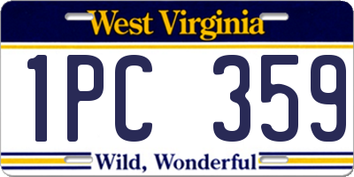WV license plate 1PC359