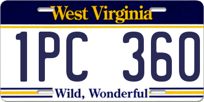 WV license plate 1PC360