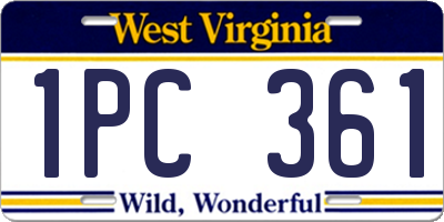 WV license plate 1PC361