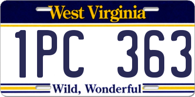 WV license plate 1PC363