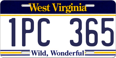 WV license plate 1PC365