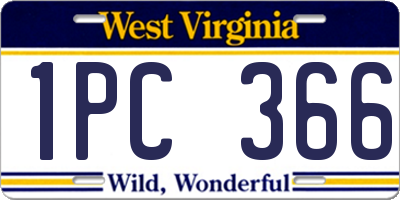 WV license plate 1PC366