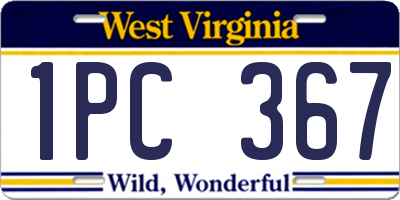 WV license plate 1PC367