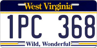 WV license plate 1PC368