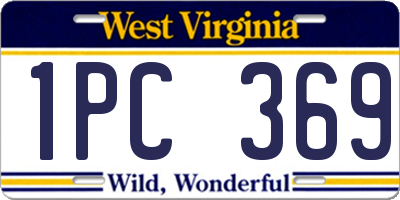 WV license plate 1PC369