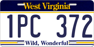 WV license plate 1PC372