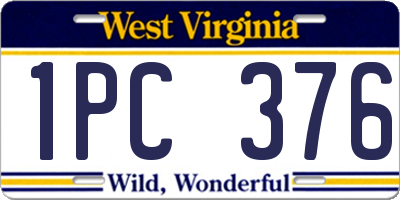 WV license plate 1PC376