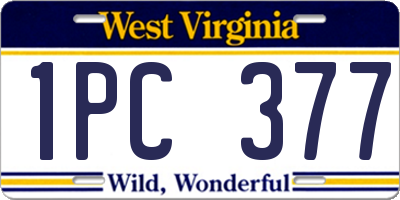 WV license plate 1PC377