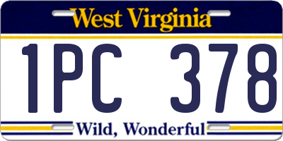 WV license plate 1PC378