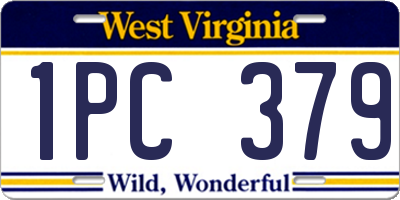 WV license plate 1PC379